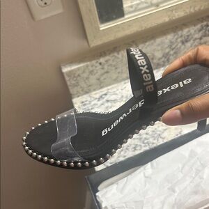 Alexander Wang Black Sandals with Clear and Silver Accents
